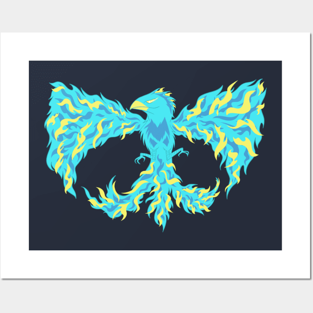 Blue Flame Phoenix Wall Art by RooqieArt